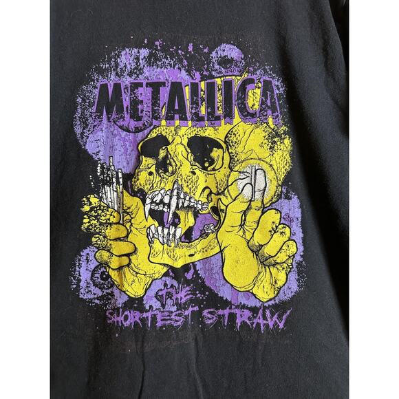 Vintage Metallica Shirt Mens Medium Black The Shortest Straw Band Tee Rock 90s - Picture 2 of 5